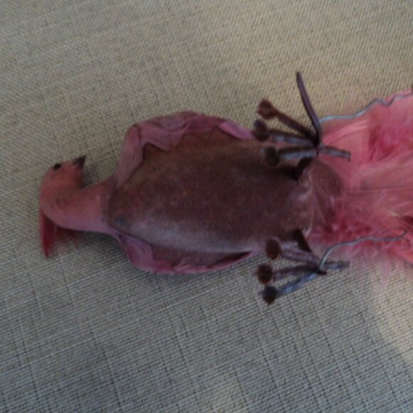 vintage feathered/flocked bird ornament - Picture 5 of 7